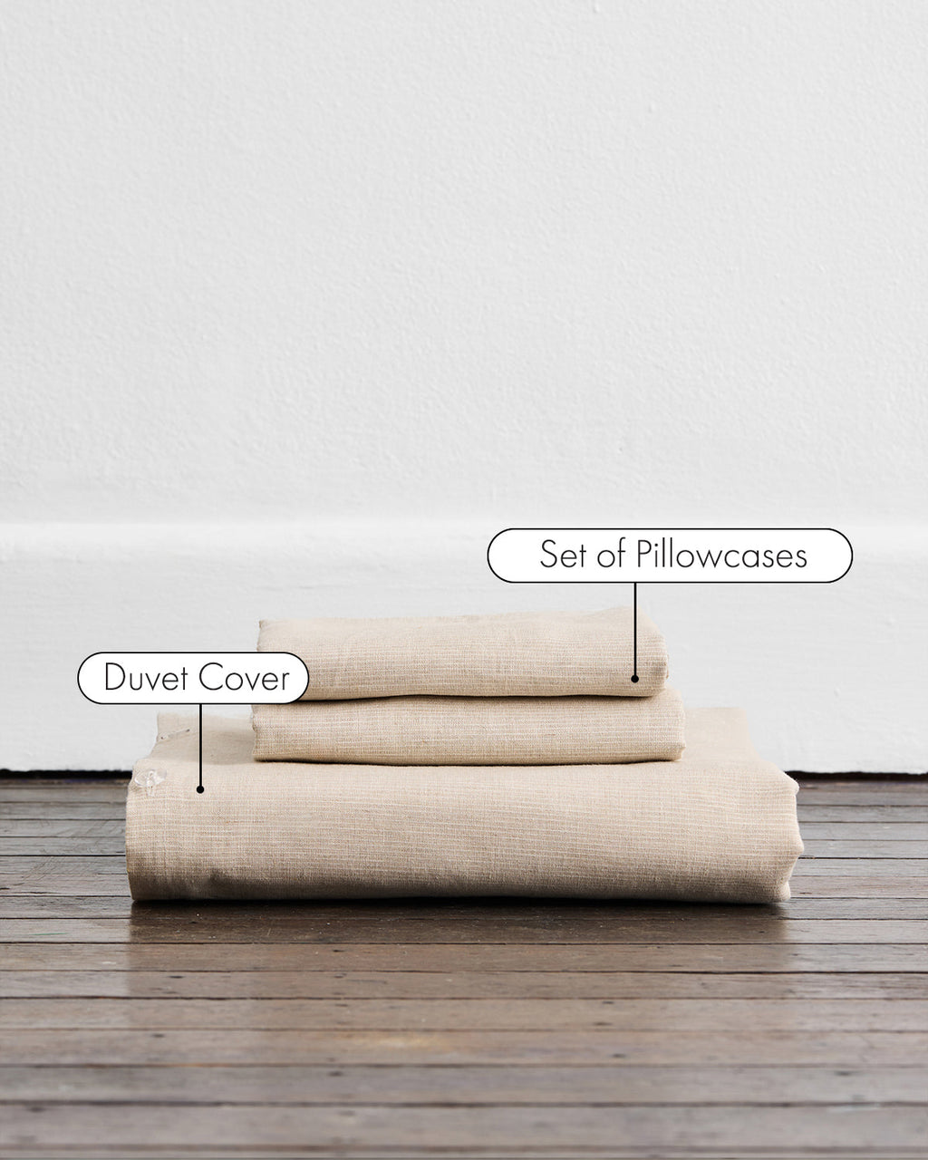 Oatmeal & White Stripe 100% French Flax Linen Duvet Cover Set